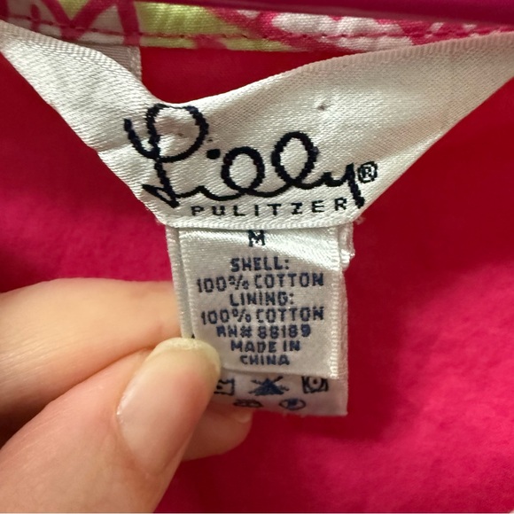 Lilly Pulitzer white label medium vintage Pink Floral Trim V-Neck Dress - Picture 2 of 16